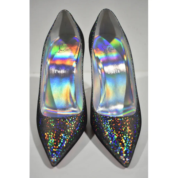 Christian Louboutin Kate 100 Silver Suede Disco Stiletto Pointed Heel Pump 40 - Picture 6 of 12